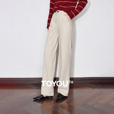 PUMI Women's Autumn/Winter Wool Blend Straight-Leg Casual Pants