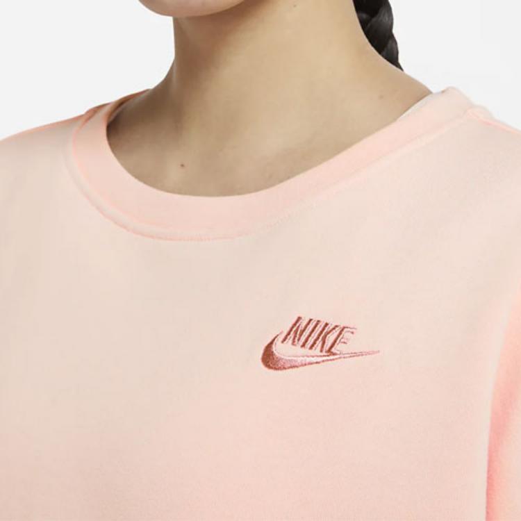 Nike Sportswear Casual Color Block Round Neck Vintage American Sweatshirt Women Sweatshirt Quartz-Pink DJ6946-666