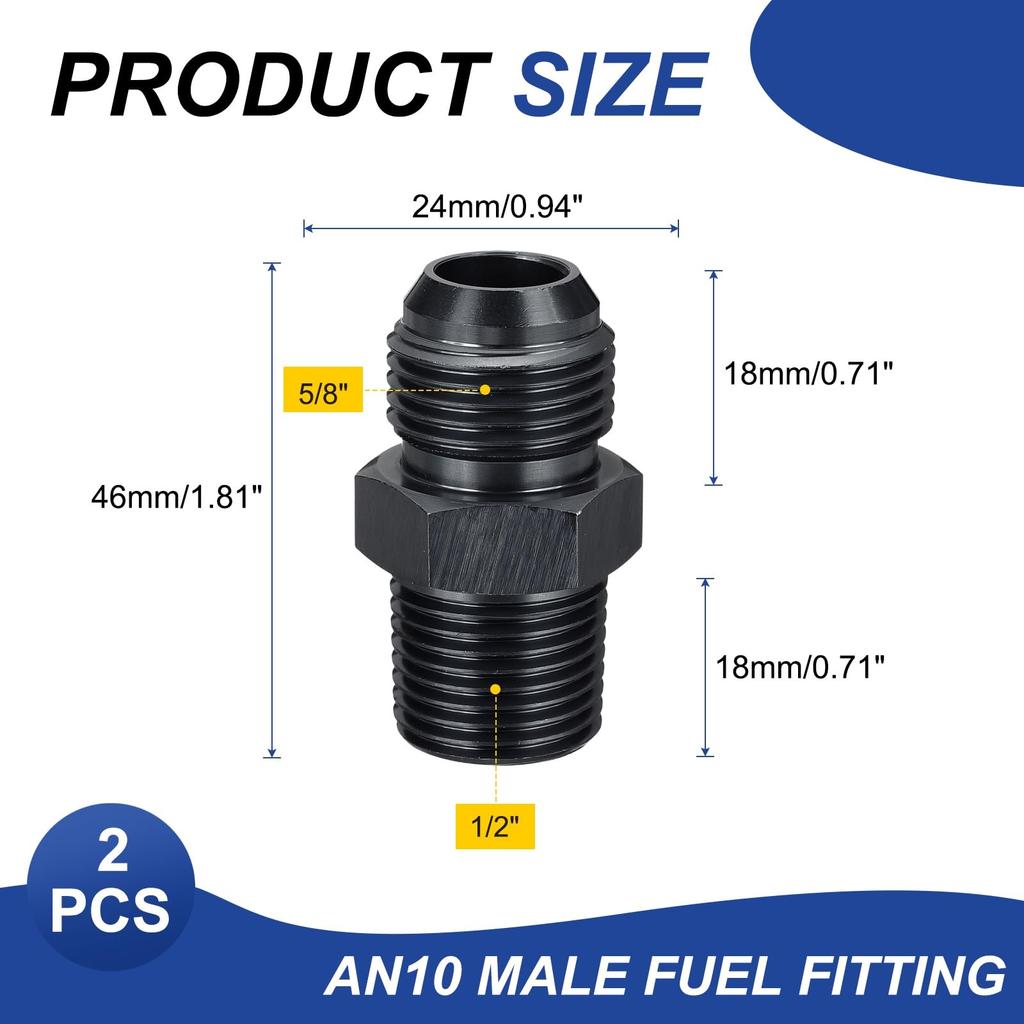 uxcell Set of 2 AN10 Mail Flare 1/2" NPT Pipe
