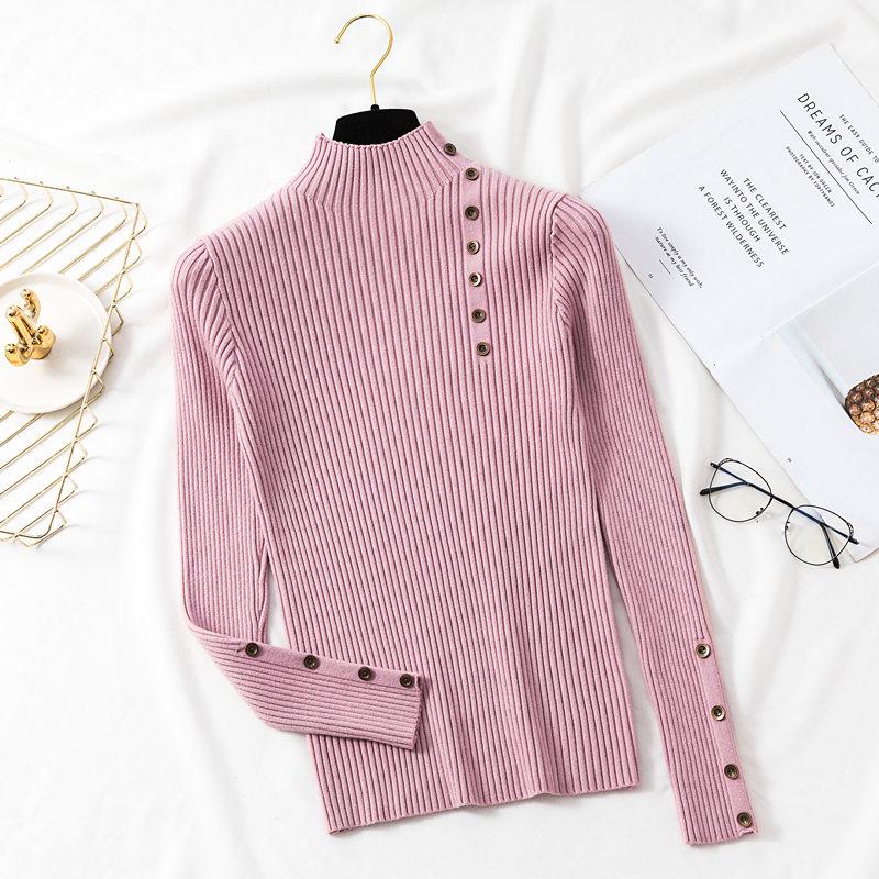 

Korean Style Slim Fit Half-High Collar Knit Sweater for Women - Long Sleeve, Versatile Base Layer for Autumn/Winter. One Size (Premium Fabric)
