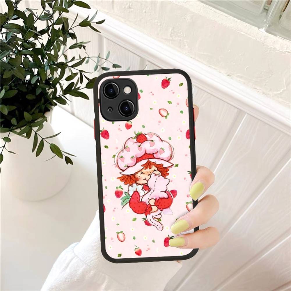 Cartoon Girl S-Strawberry S-Shortcake For IPhone 16 15 14 Plus 13 12 11 Pro Max X XS MAX Translucent Matte Shockproof Cover