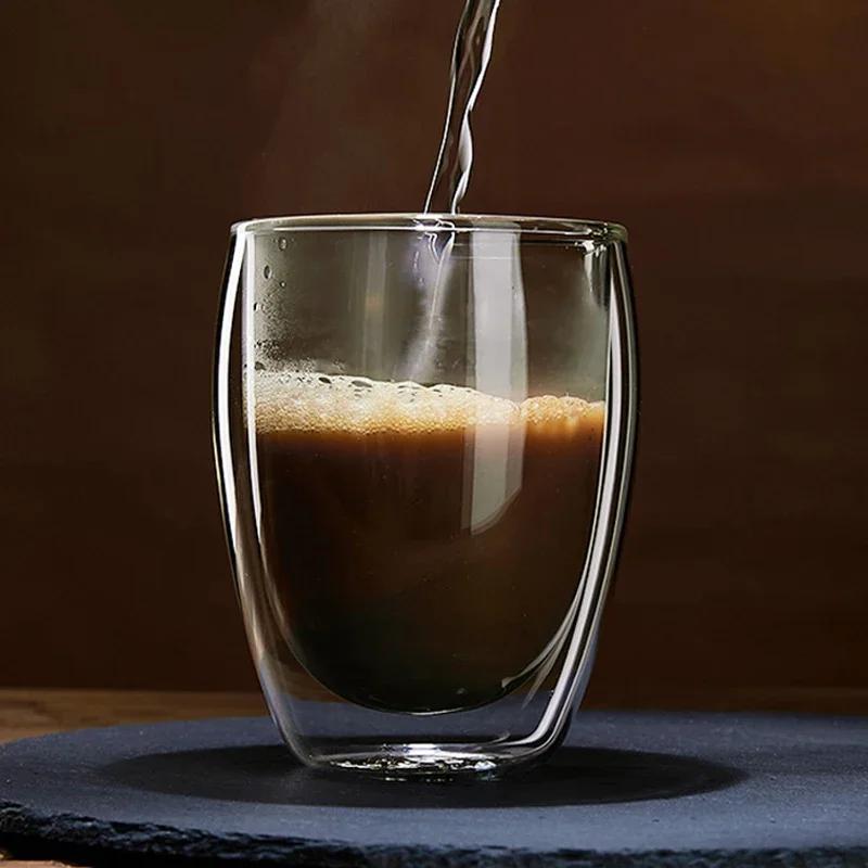 4 Stück 350 ml doppelwandige Glastasse, isolierte Kaffeetasse, Teetasse, Wassergläser für Getränke, Milch, Saft, Latte, Kaffeetassen, Trinkgeschirr