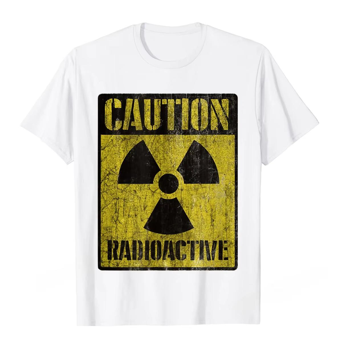 

Grunge Caution Radioactive Printed Cotton Tshirts for Men Funny Top Streetwear T-Shirts 4XL