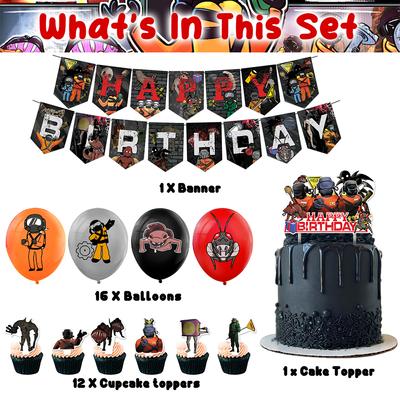 New 30pcs Lethal Company Party Supplies Include a Banner, Cake Toppers, Balloons