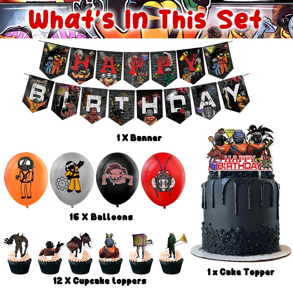 

New 30pcs Lethal Company Party Supplies include a Banner, Cake Toppers, Balloons