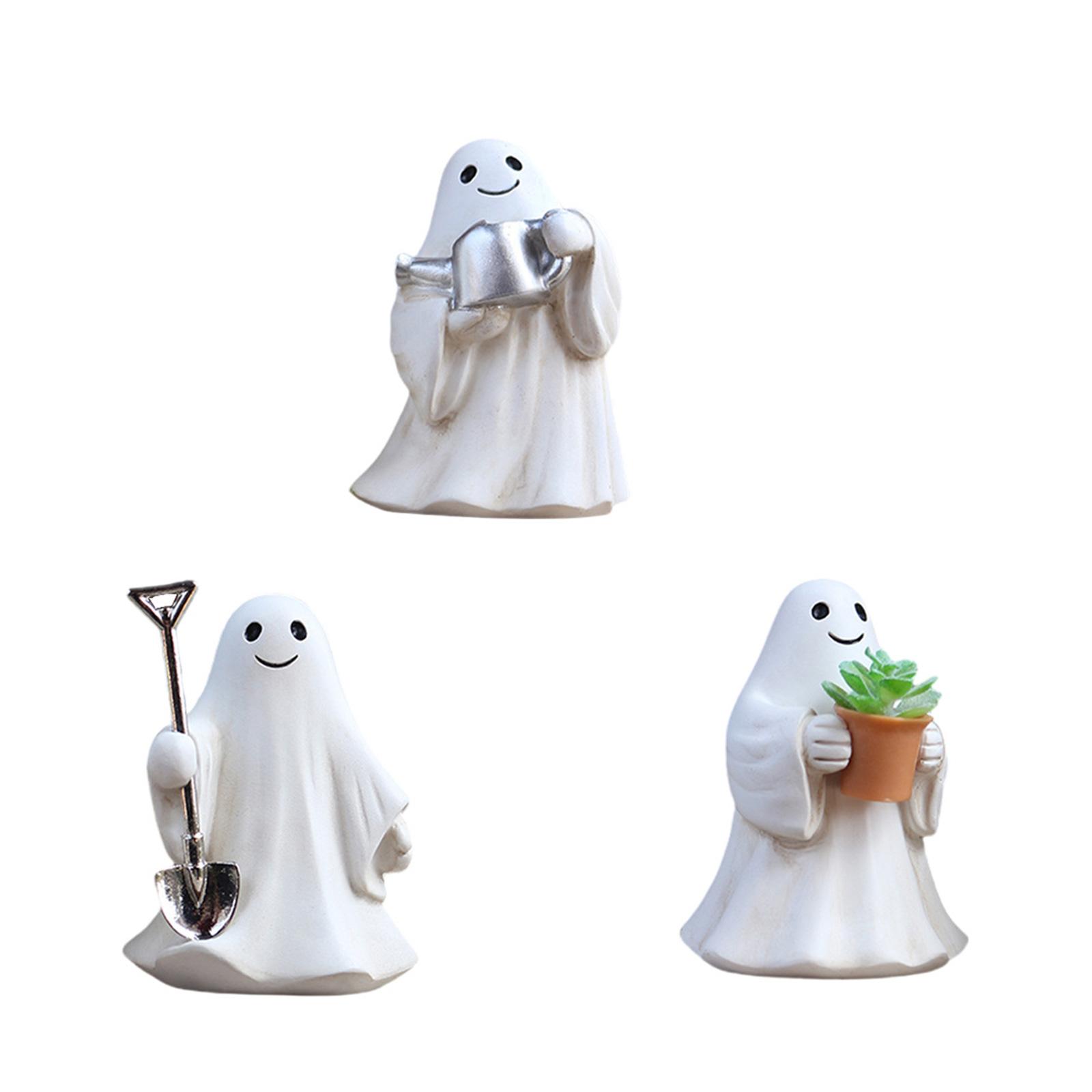 

3Pcs Gardening Ghostly Statue Halloween Home Decors Resins Miniature Figurine For Garden Potted Plant and Desk Display