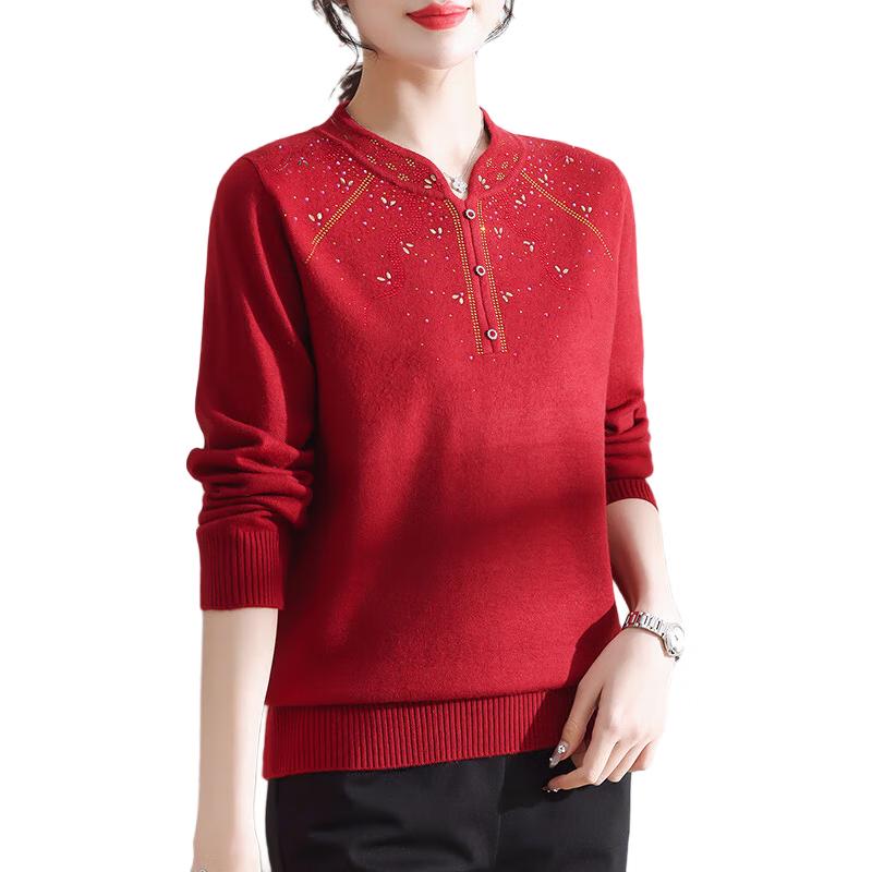 

Xuexi Women s Embellished Red Sweater XL