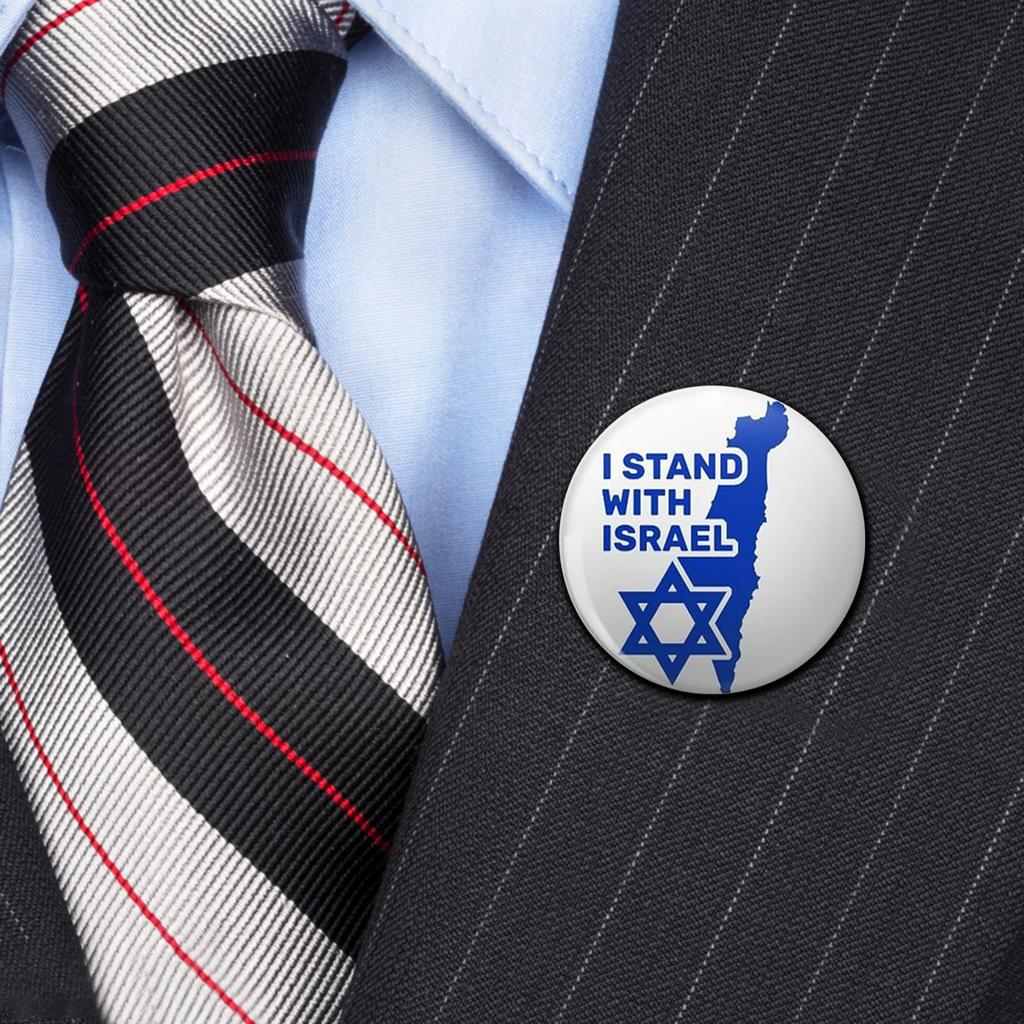 I Stand With Israel Flag Round Badge Button Pin Brooch Decoration