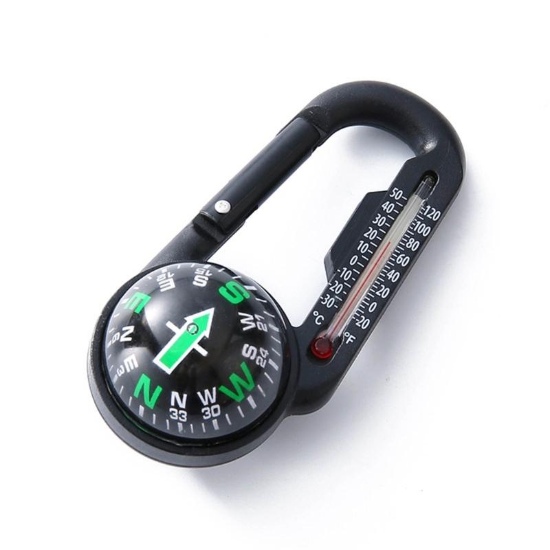 Camp Carabiner Compass and Thermometer Outdoor Navigation Tool Keychains for Outdoor Hiking Camping Survival Tool