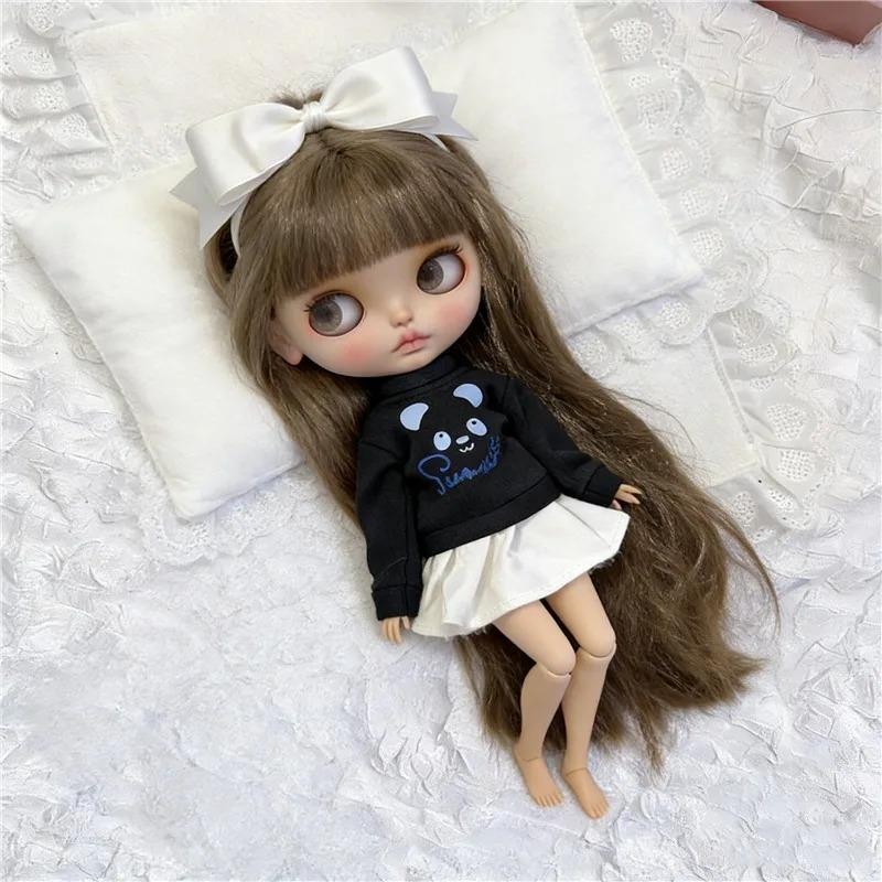 For Blythe Doll Clothes Princess Lace Maid Skirt Set Cute Plaid Pants Vintage Dress Outift Clothing OB24 OB22 1/6 Accessories