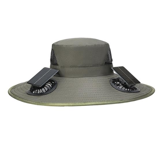 Solar Fan Bucket Hat Adjustable Wide Brim Sun Hat with Built-in Solar Panel Cooling Fan Hiking Fishing UV Protection Hat