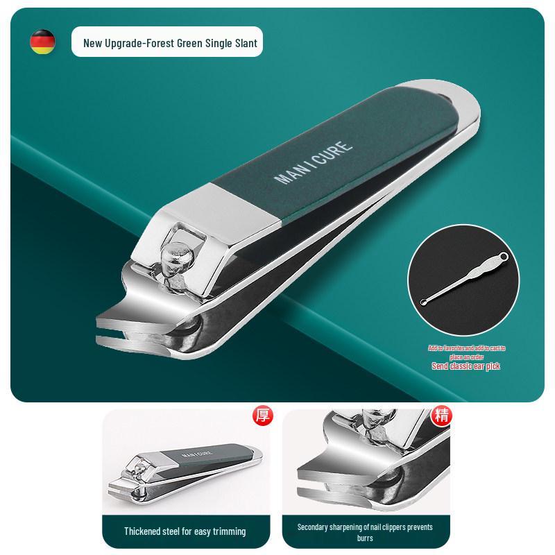 Anti-Splash Nail Clippers & Scissors Set - Six-Piece German Precision Pedicure Kit with Angled Cut