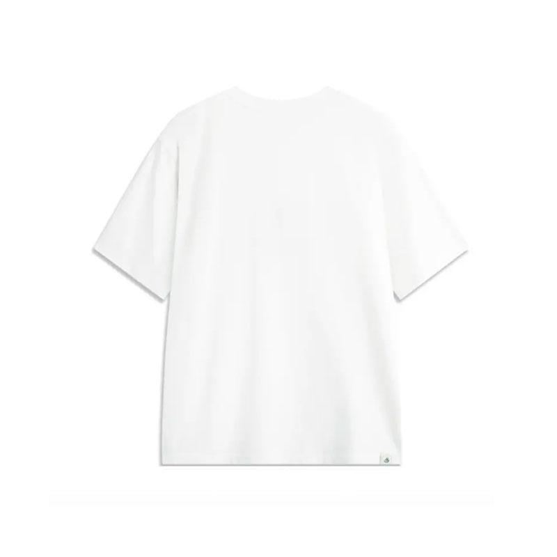Li-Ning Fashion Print Short Sleeve Cultural Shirt T-Shirt Comfortable Breathable Shorts Casual Sports Suit Men suit Standard-White Black D61-1+W685-1