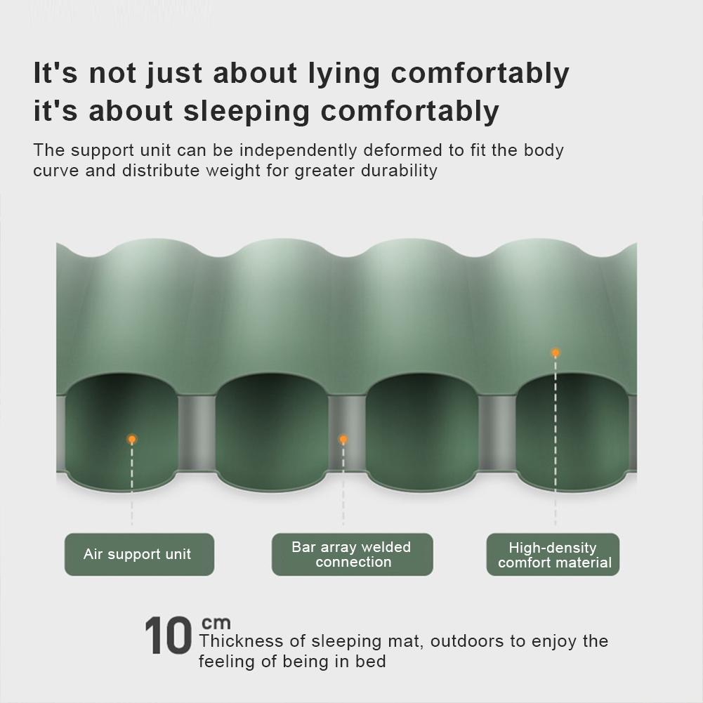 10cm Ultralight Camping Mat with Foot Pump & Pillow Camping Air Mattress Waterproof Lightweight Air Cushion for Hiking Trekking