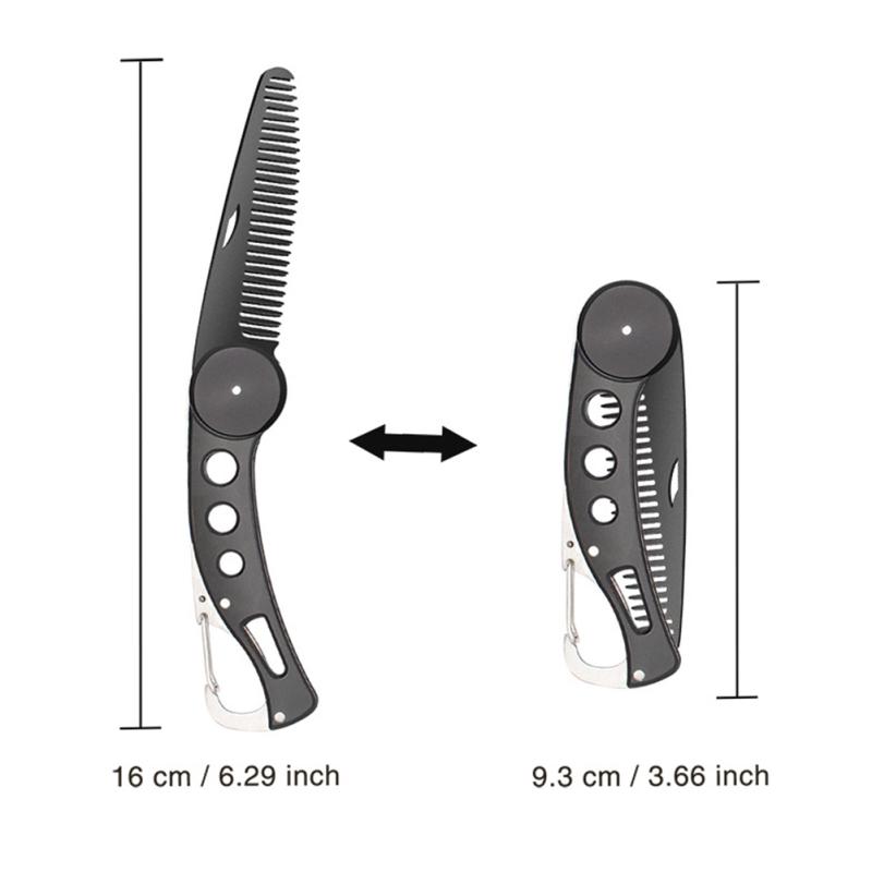 Stainless Steel Folding Comb Anti Static Beard Mustache Hairdressing Styling Comb for Men