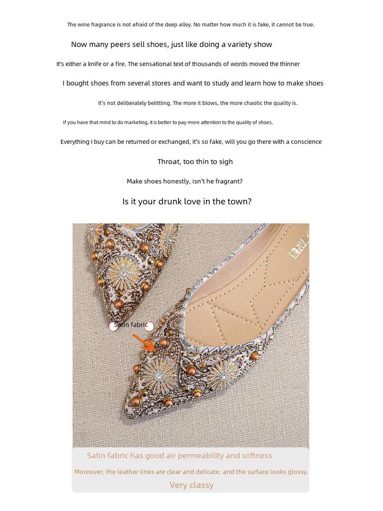 Damskor i etnisk stil med strass, Ny 2025 Vår/Höst-kollektion, Stora storlekar 41-43, Design med platt botten.