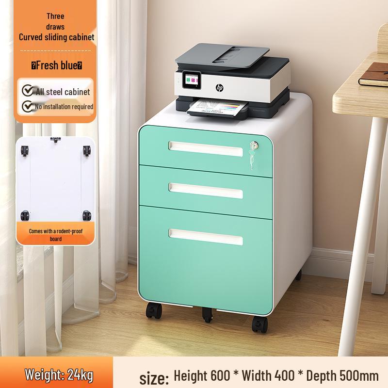 Under-Desk Mobile Metal Filing Cabinet with Locking Drawer and Office Storage