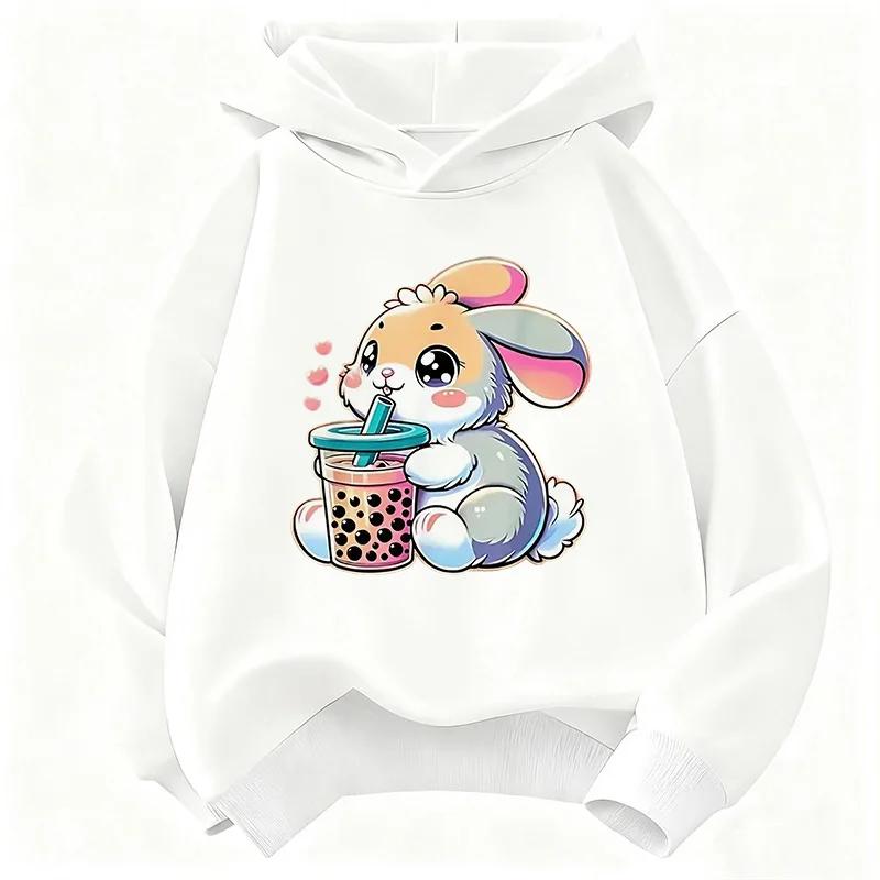 2026 Cute Rabbit Graphic Hoodie Kids Children's Sweatshirt Hoody for Boys Girls Casual Hoodies Clothes