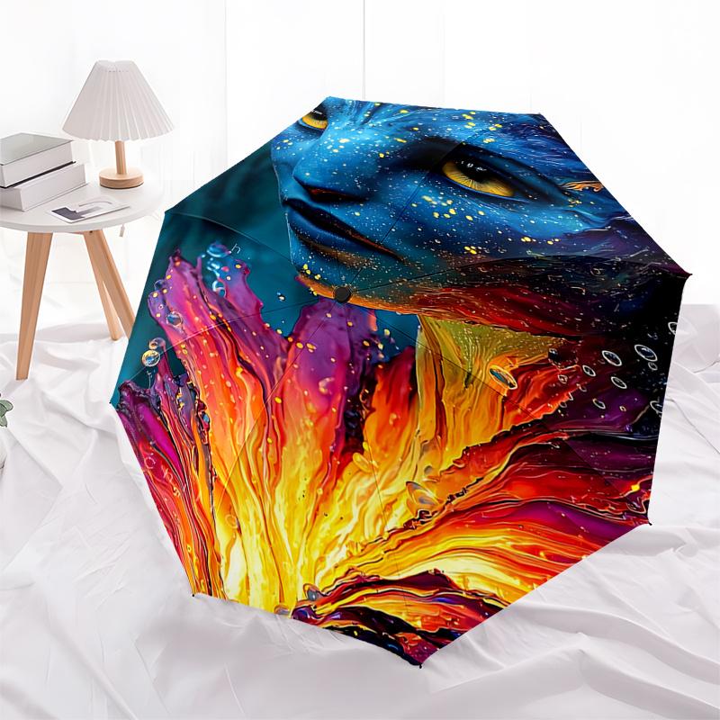 

Avatar Inspired Fire Flower Automatic Opening Folding Umbrella 8 Bone Iron Frame, Suitable for Fans, Travelers, Daily Use, and Gifts0197b