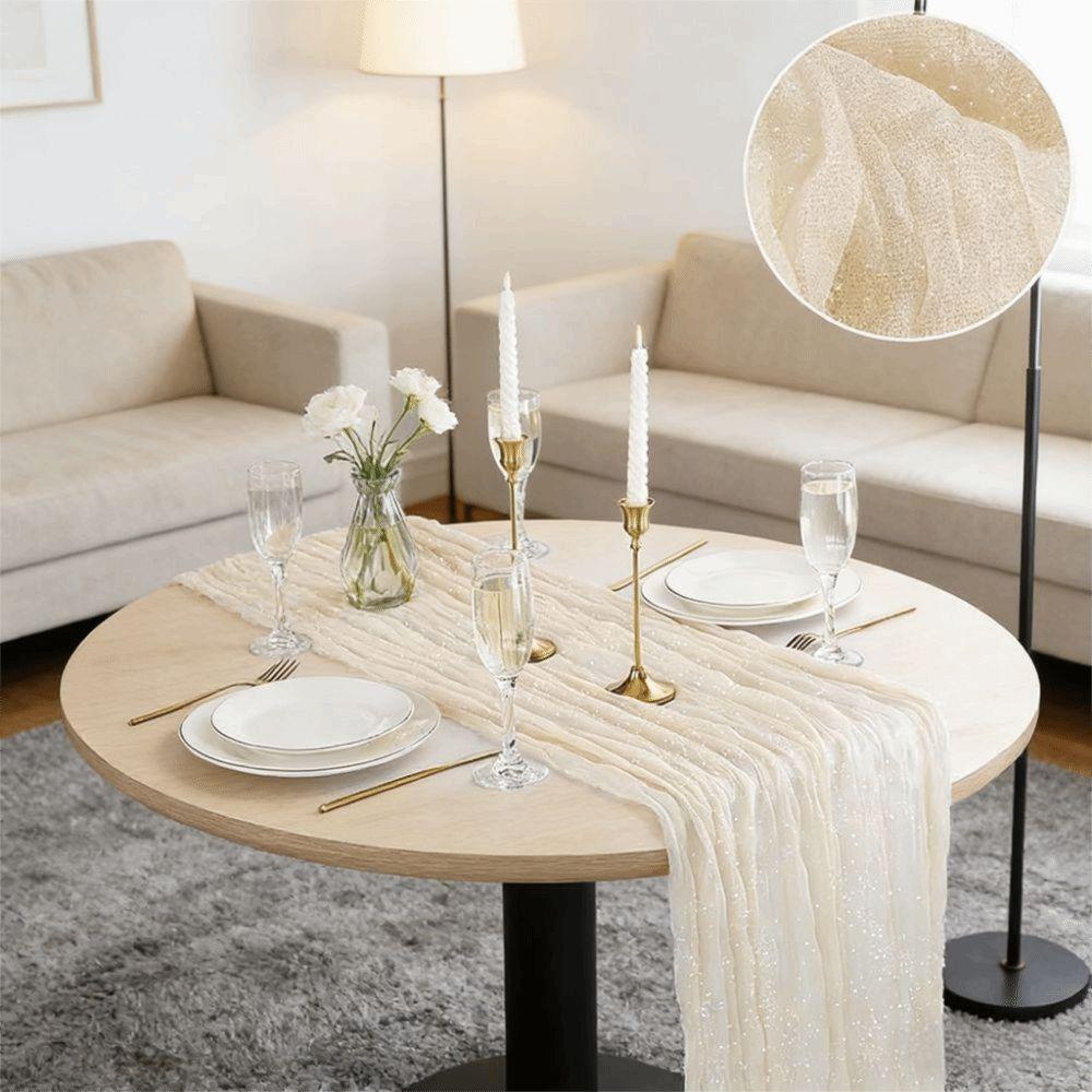Semi-Sheer Cheese Cloth Table Runner Multicolor Shimmer Boho Rustic Gauze Country Vintage Wedding Table Runner Dining Table