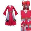Atemberaubendes Hua Mulan Rotes Prinzessinnen-Kostüm für Kinder Halloween-Party-Outfit