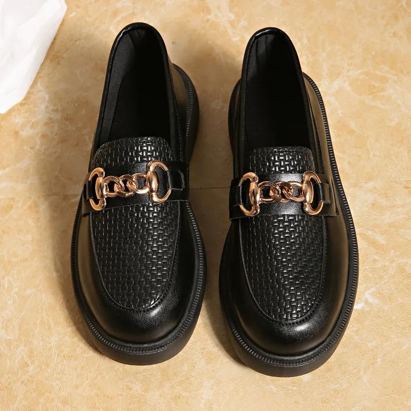 

Мода 2025 Бренд Женская обувь Слипоны Женские туфли на высоком каблуке Модная металлическая отделка Повседневные Большого размера Универсальные Бестселлер Каблуки Женские 36 чёрный