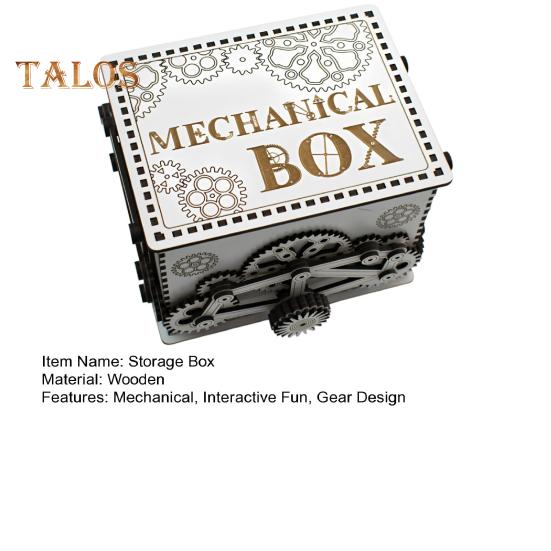 Wooden Mechanical Box Storage Box with Gears Interactive Jewelry Box for Rings Bracelets Mechanical Enthusiasts Gift