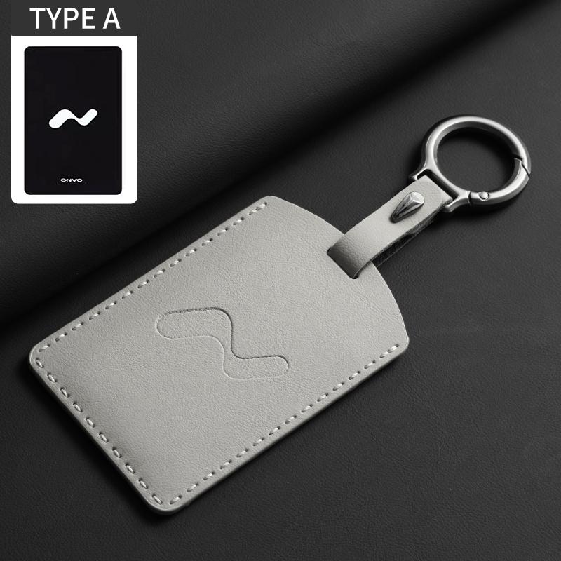 Car Key Case Cover For ONVO L60 L90 Coolray Leather Car Remote Key Case Cover Car Keychain Protector Shell Decorative Accessorie