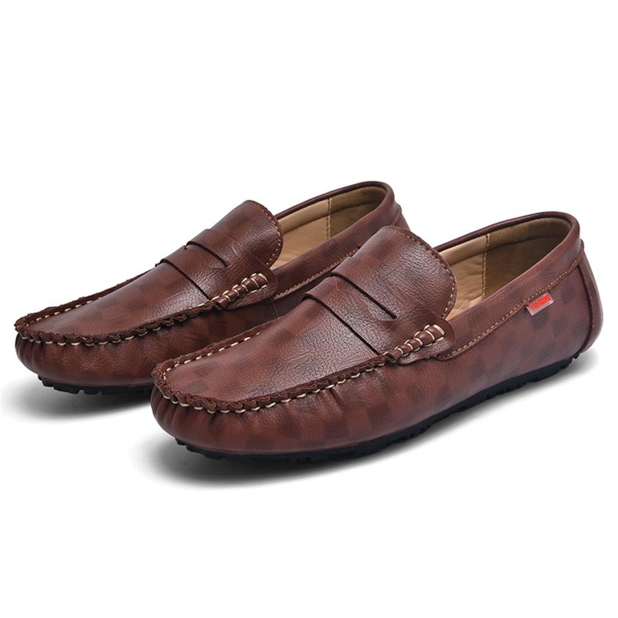 Handmade Men Comfortable Leather Driving Shoes Men's Slip-On Bean Bean Shoes Breathable round Toe Casual Walking Shoes