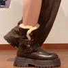 Mode Winter Warm Fellige Dicke Absätze Damen Stiefeletten Halten Mode Gürtelschnalle Kurze Stiefeletten Schuhe Zapatos Mujer