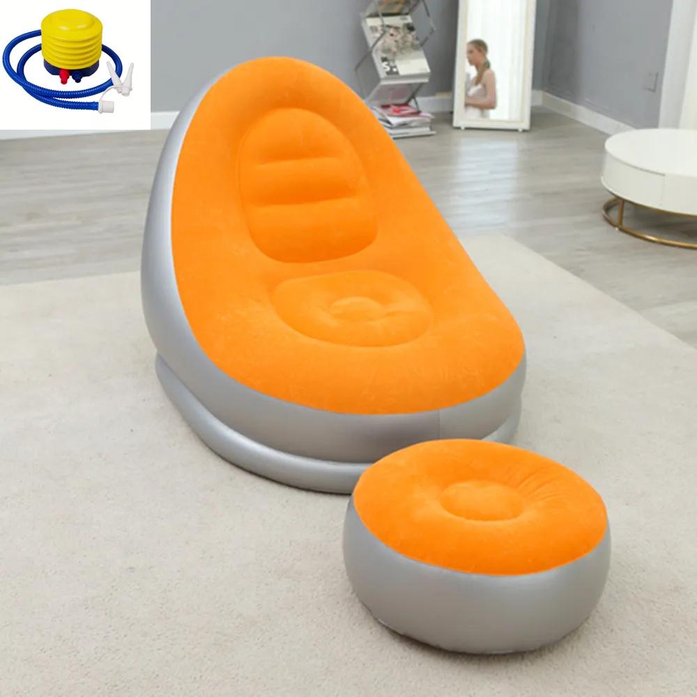 New Inflatable Plush Sofa For Lazy People Foldable Foot Sofa Bed Outdoor Convenient Lying Chair With Feet Bench Hot