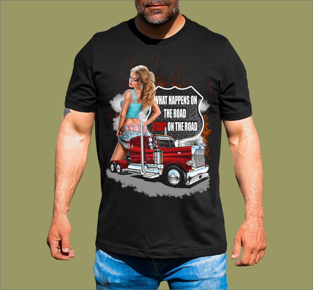 TRUCKIE WHAT HAPPENS ON THE ROAD T-SHIRT Unisex T-Shirt XXXXL
