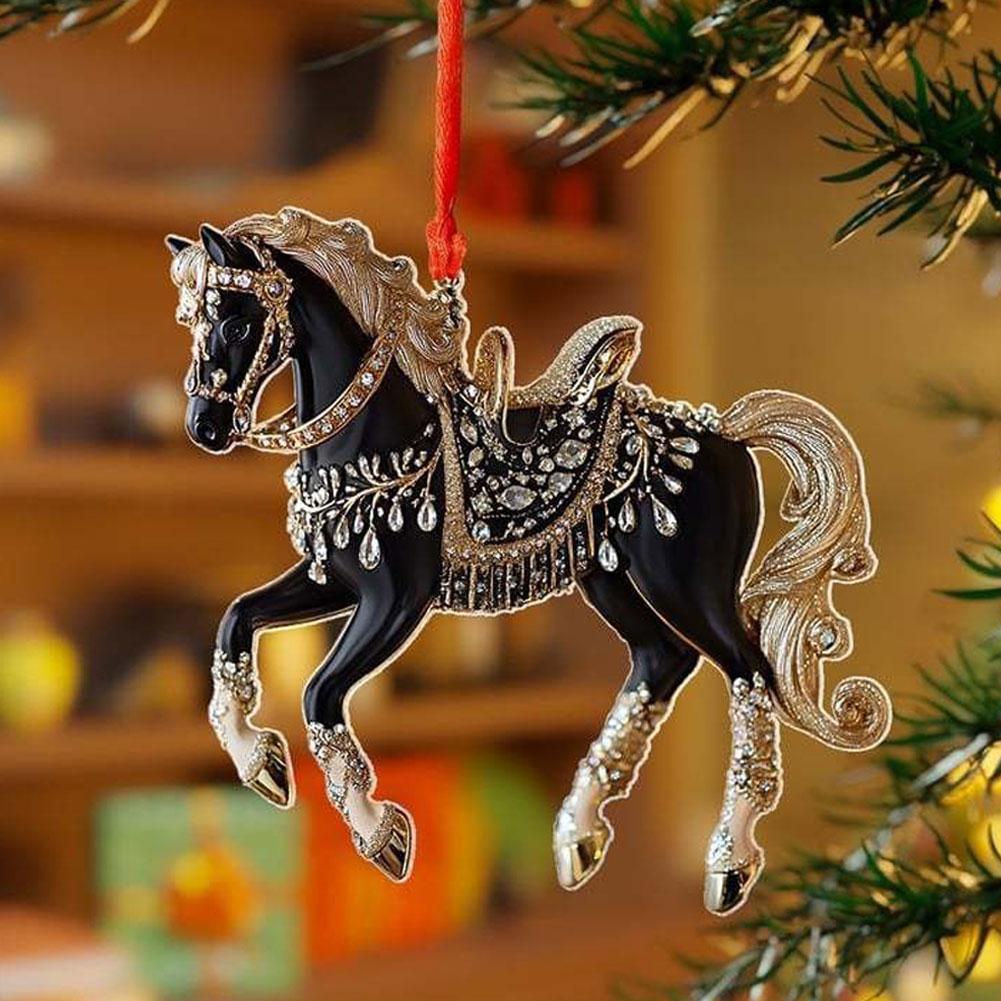 NEW 2D Acrylic Horse Keychain Pendant Decoration Backpack Gift Ornament Festive Aesthetic Keychain Hanging Christmas Tree Decor