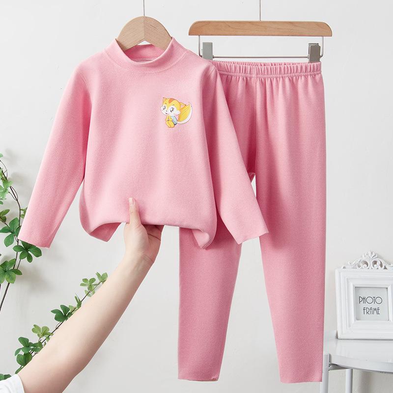 Thermo-Unterwäsche-Set für Kinder mit mittellangem Halsausschnitt – Frühjahr 2025, Flanellhosen für Kinder