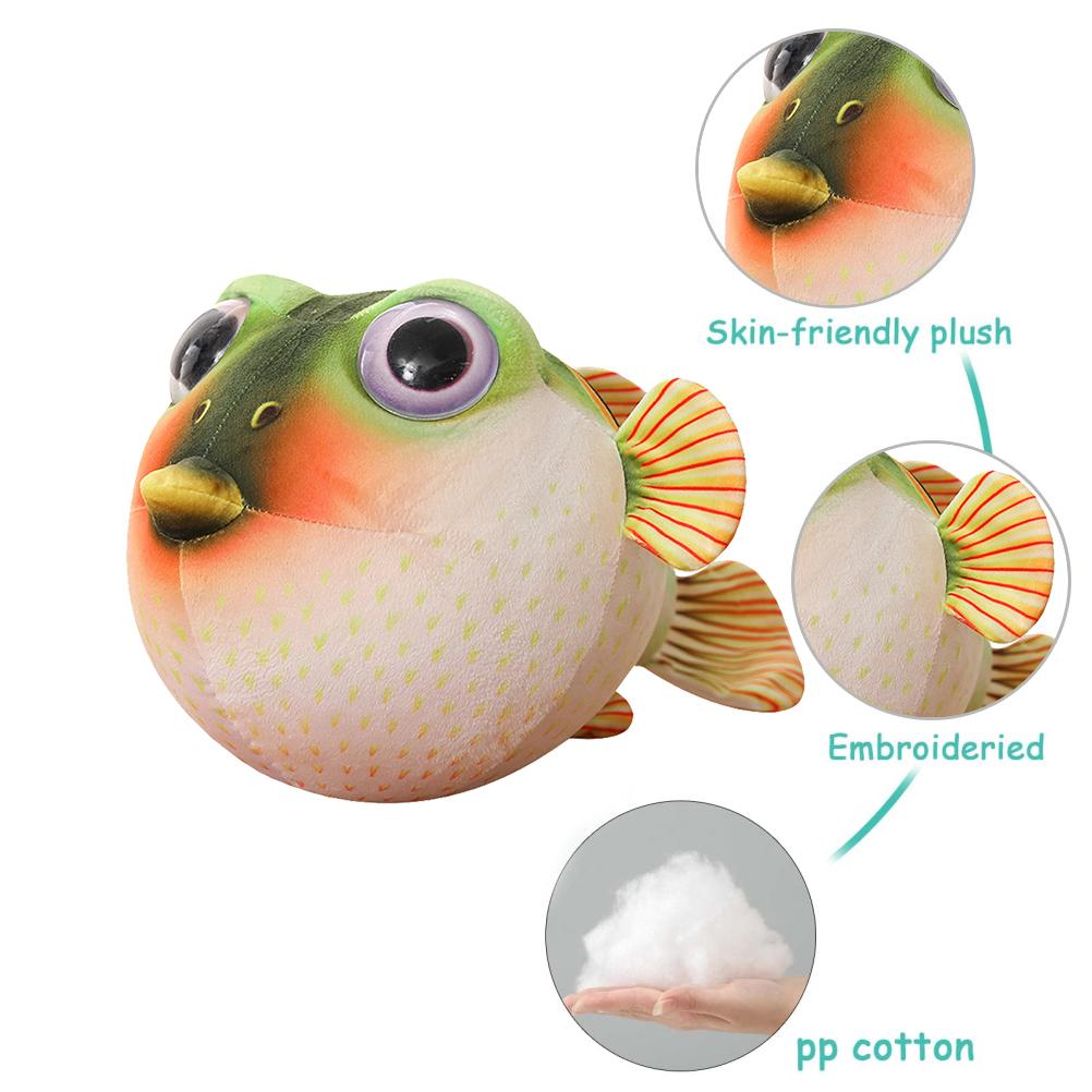 Cute Puffer Fish Plush Toy Cartoon Soft Stuffed Animal Fluffy Toy Throw Pillow Sofa Couch Bedroom