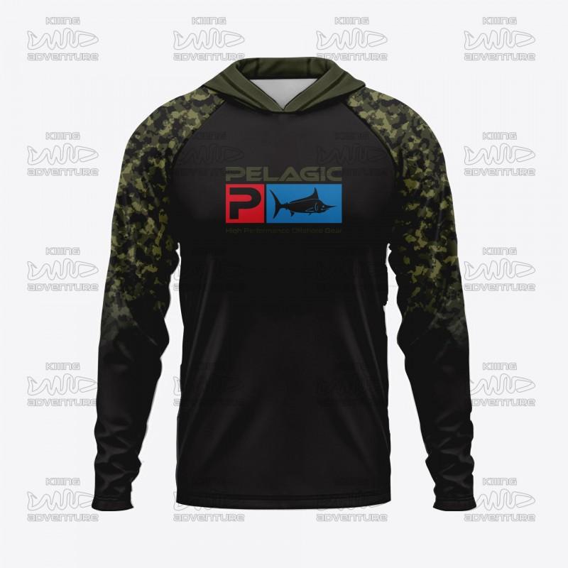 Mens Quick-Dry UV Protection Hooded Fishing Jersey Outdoor Sea Running Hiking Summer Sportswear