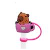 Cute Capybara 10mm Straw Cap Compatible with Stanley Cup Accessories Decoration Dustproof Straw Stopper Silicone Straw Cap