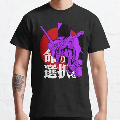 Summer Men Fashion Casual Short Sleeves Neon Genesis Retro Vintage Black Tees Oversized T-shirts
