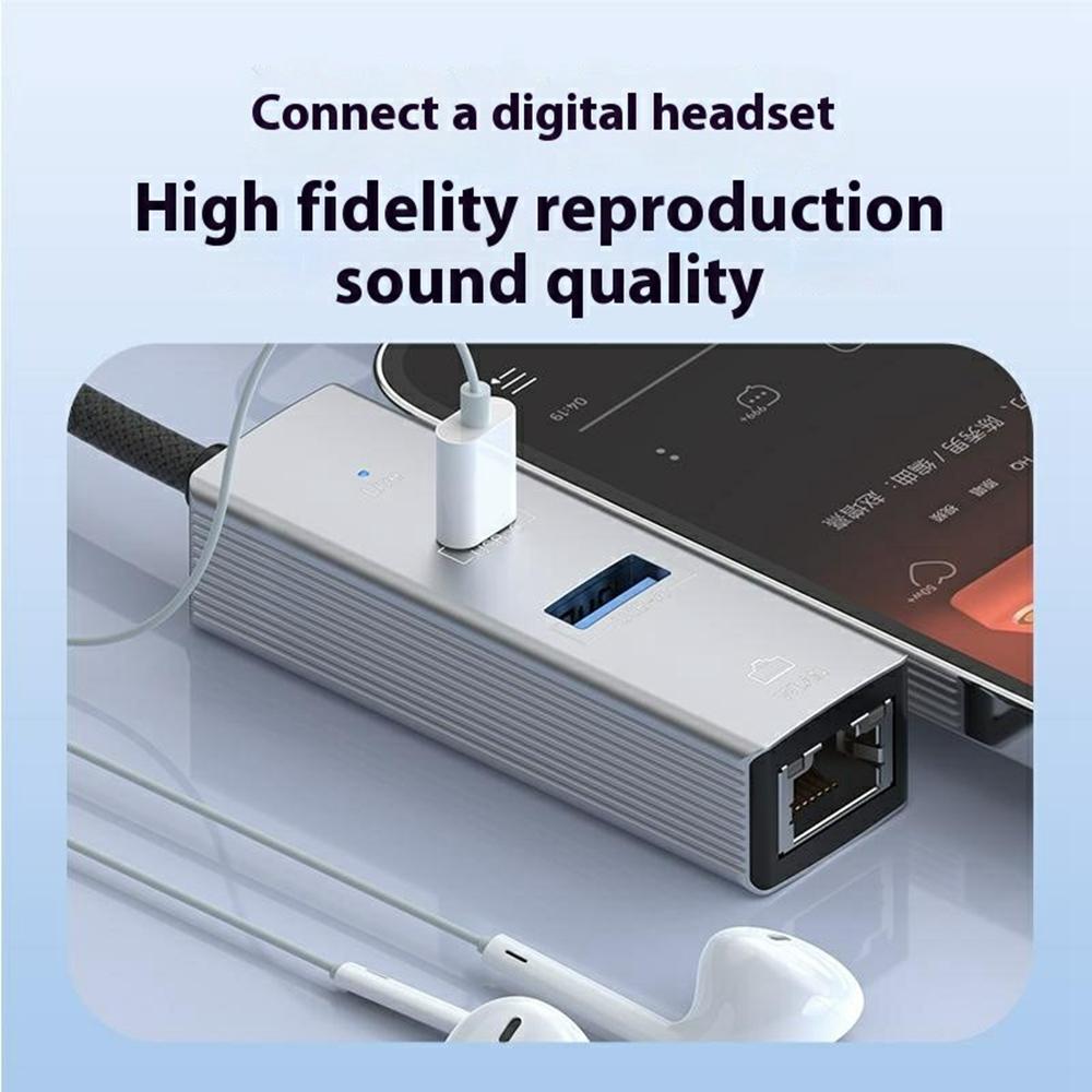 8Pin/Type-C To USB-A USB-C RJ45 Network Adapter Aluminum Alloy 100Mbps Ethernet Connector
