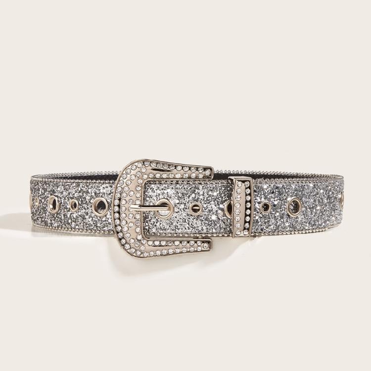 Exaggerated Rhinestone Waist Belts for Adult Pin Buckle Belt for Jeans Waistband