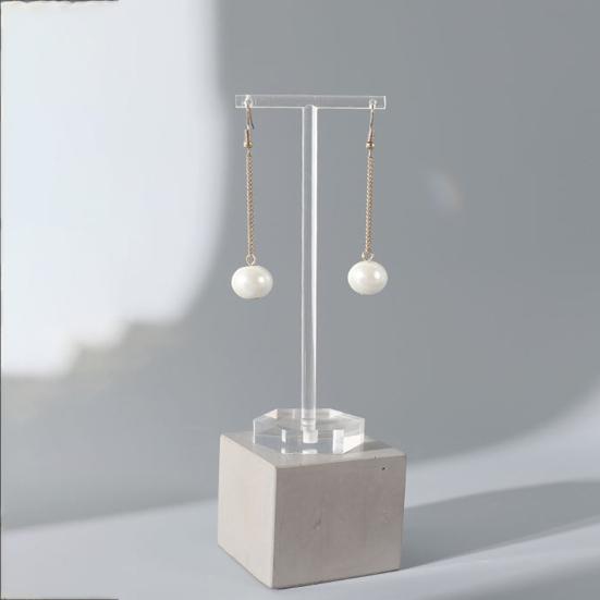 Earrings Display Stand Transparent T-shaped Hexagon/Rectangle/Round Base Detachable Non-slip Photo Props Acrylic Heavy Duty Drop Earrings Jewelry