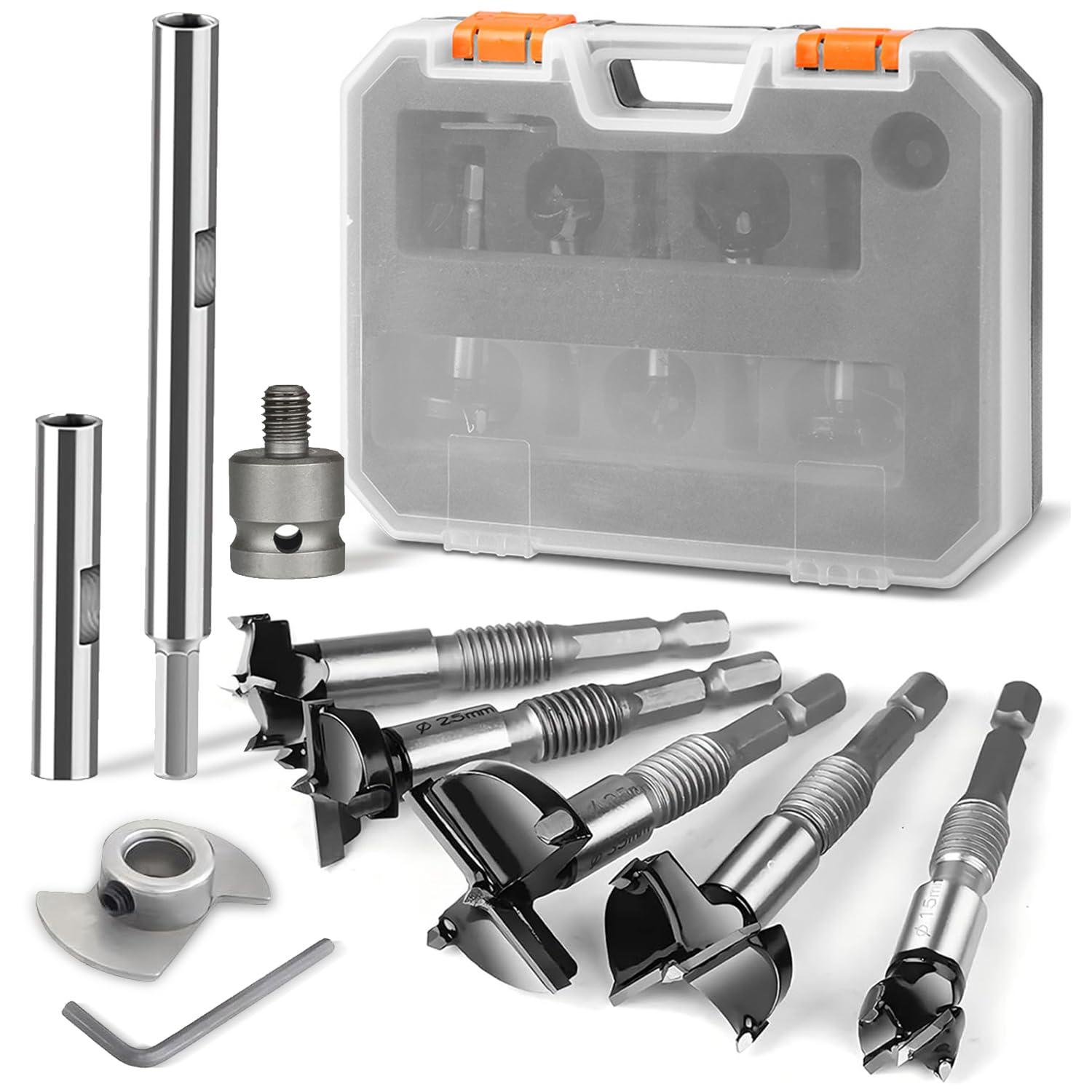 

KIMLONTON Woodworking Countersink Bit Hard Alloy Hole Saw Set Hexagonal Shaft Woodworking Drill Bit Hole Diameter Depth Extension Bar DIY Wood