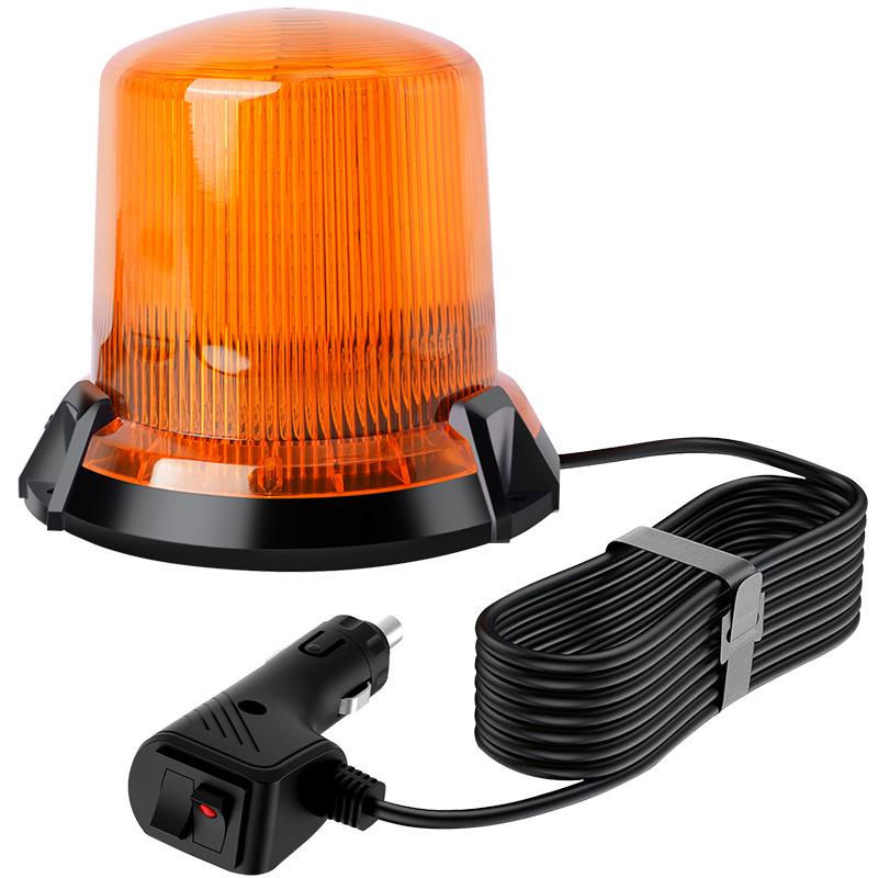 LED Warning Strobe Light: Round, Magnetic Mount, Car Charger, Ideal for Forklifts & School Bus Traffic Safety