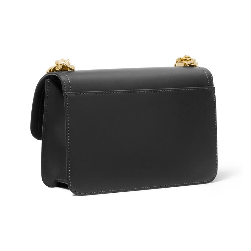 Michael Kors Heather Classic Solid Color Chain Commuting Practical Metal Buckle Envelope Bag Flap Bag Leather Crossbody Bag Large Women's Black
