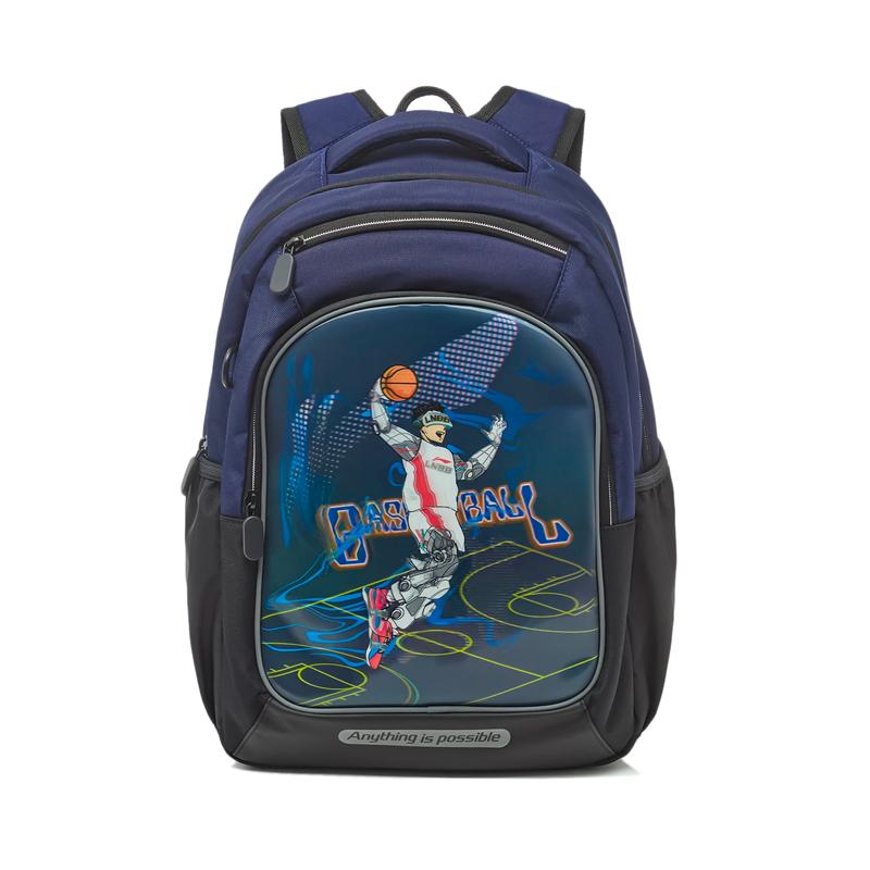 

Li Ning Childrens Reflective Antibacterial Zipper Backpack Kids Backpacks Deep-Navy-Blue YBST063-1 Dark Marine Blue