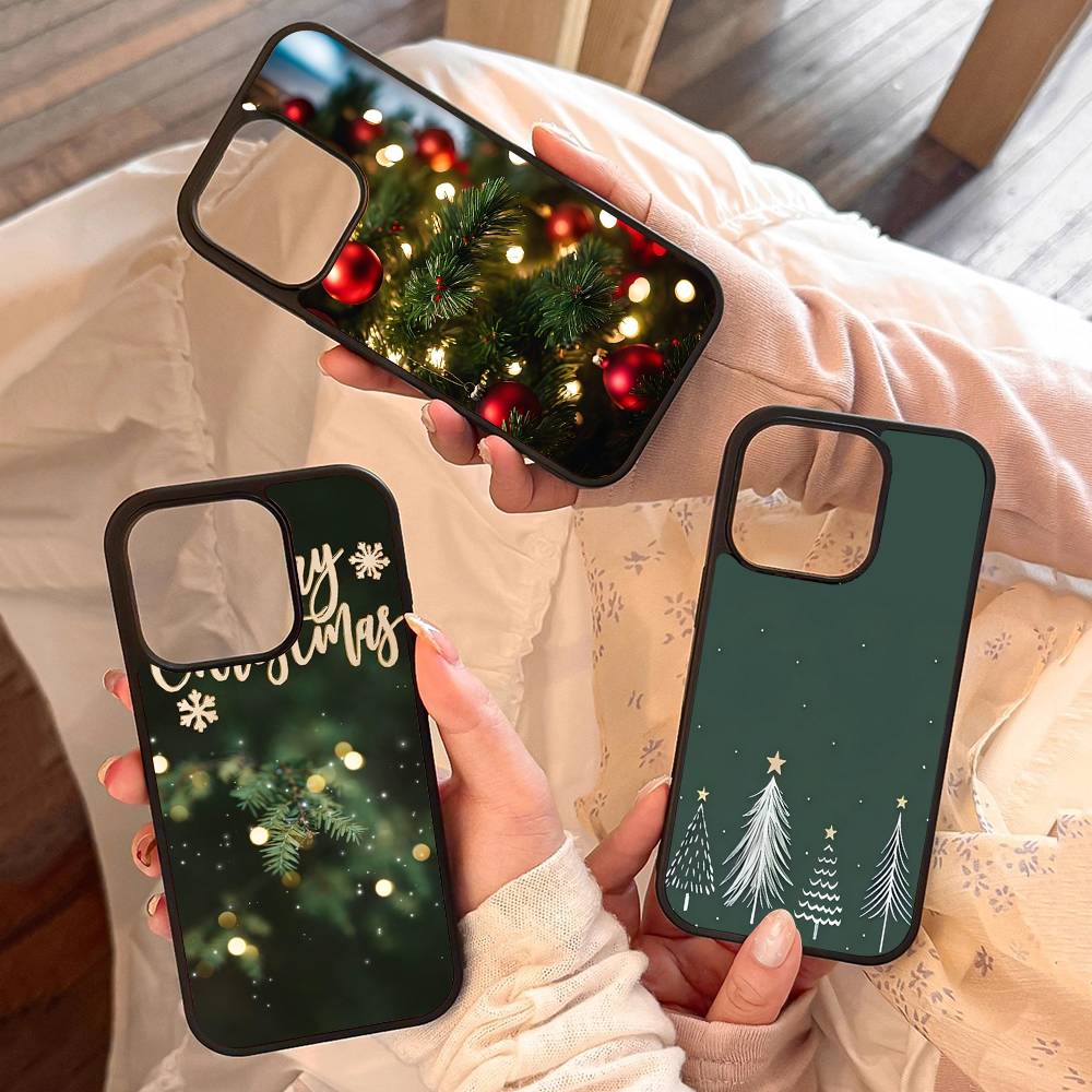 Christmas Tree Pattern Fashion Ins Phone Case For IPhone17 16 15 14 13 12 11 Pro Max Glossy HD Hard PC Cover
