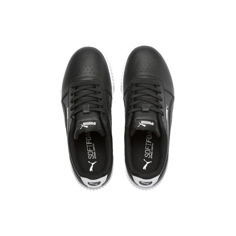 Puma Leather Slip Resistant Lightweight Low Top Skate Shoes Women Sneakers Black White 370325-22