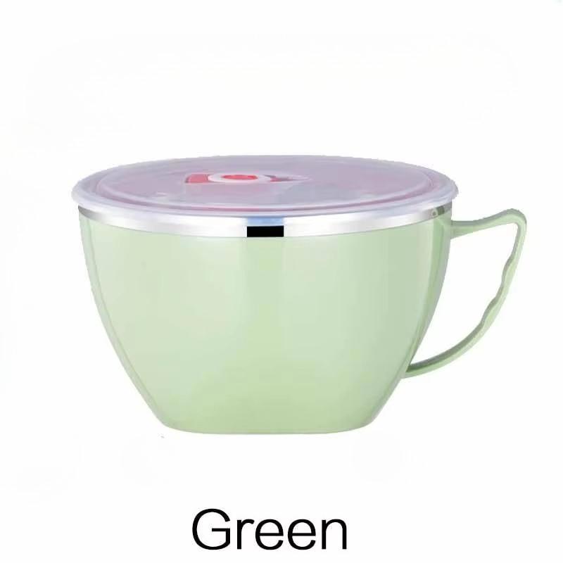Stainless Steel Noodle Bowl Insulated Instant Noodle Bowl with Lid Food-Grade Material Lunch Box Suitable for Home Office Travel