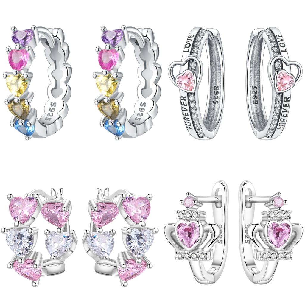 Orstarry S925 Silver Earring FOREVER Love Heart Earrings for Women Birthday Valentine's Day Gift Silver Jewelry