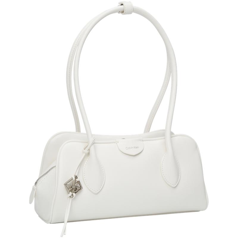Calvin Klein Elegant Commuter Pendant Synthetic Material Boston Bag Handbag Medium Women Handbags Moonlight-White 4F3369G-4LX